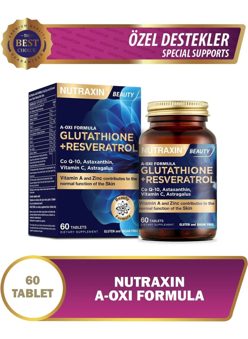 Nutraxin A-Oxi Formula Glutathione + Resveratrol Skin Whitening 60 Tablets - Image 2